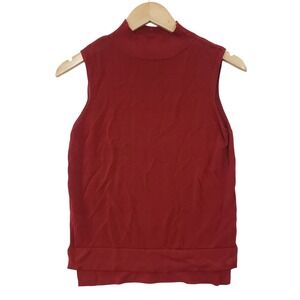 Glamorous Petite Mock Neck Sleeveless Knit Top Womens 14 Red Sweater Tank Office
